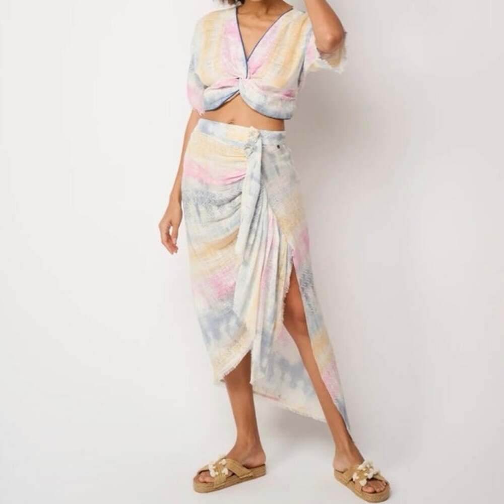 ZL Europe Basique Boho Skirt Hi-Low Midi vacation Resort Beach size M